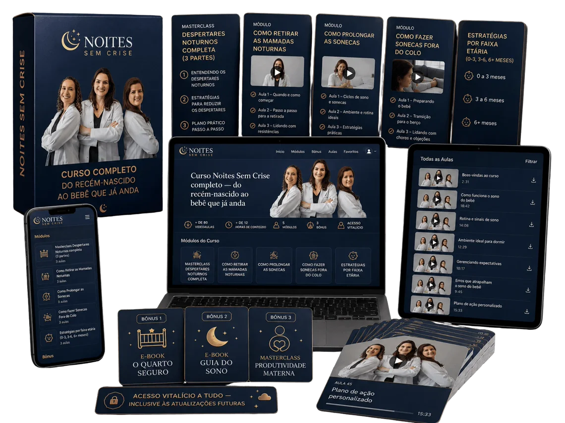 Curso Completo Noites Sem Crise — módulos, bônus e área de aulas em todos os dispositivos
